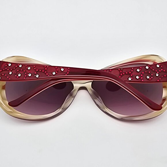 *SOLD* Judith Leiber JL1045B 06 Red Rhinestone Frame Red Gradient Len Sunglasses - Picture 10 of 15